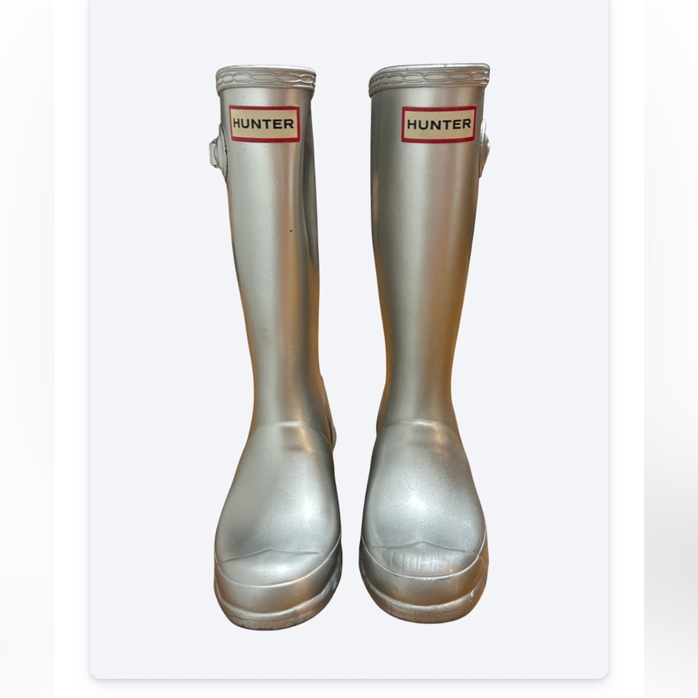 Hunter Girls Metallic Silver Rain Boots